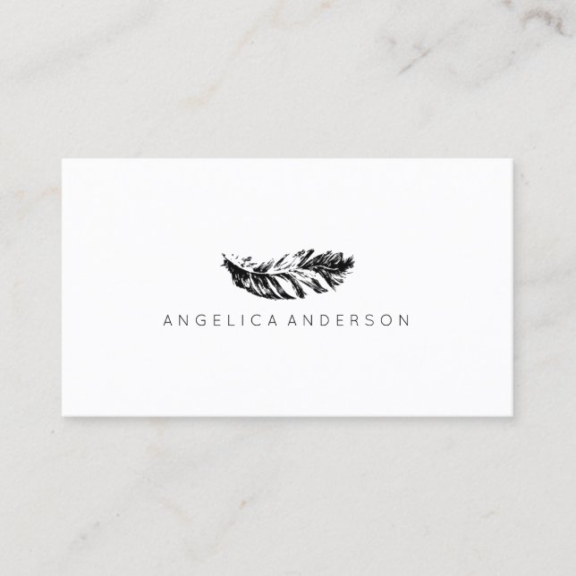 Elegant Feather Business Card (Front)
