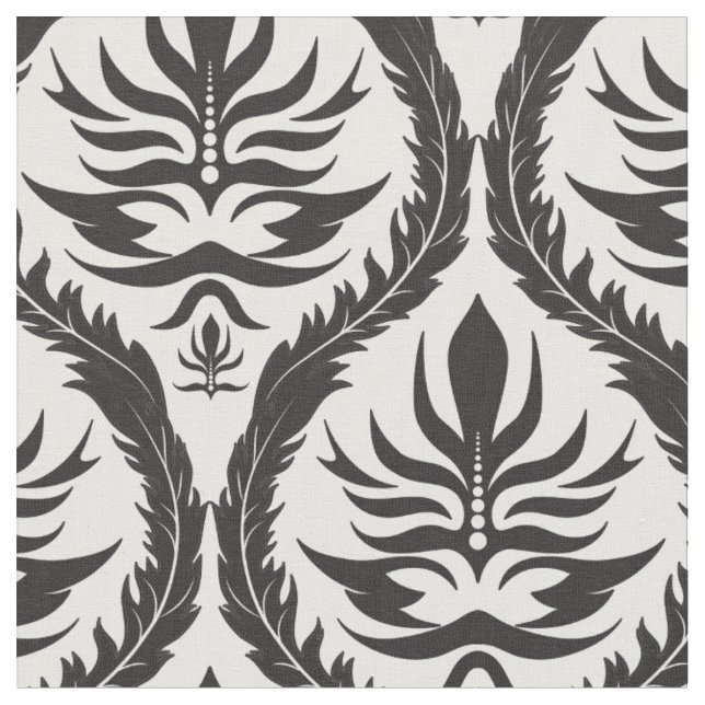 Elegant Feather Damask Fabric (Close Up)