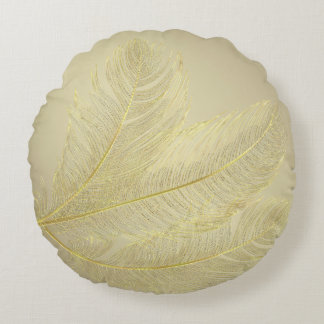 Elegant Feather Design For Luxurious Celebrations Round Cushion