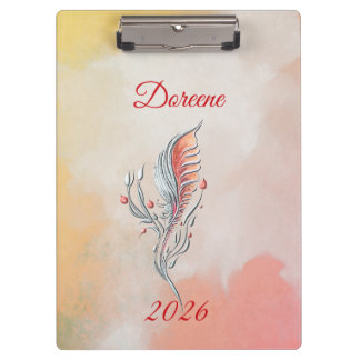 Elegant Feather Floral Watercolour  clipboard 