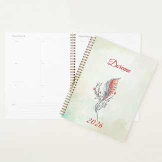 Elegant Feather Floral Watercolour  planner