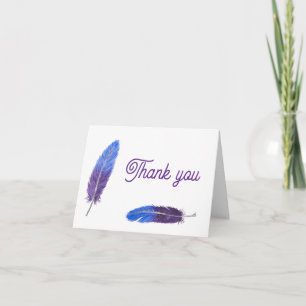Elegant Feather Watercolor Artistic Thank You Card