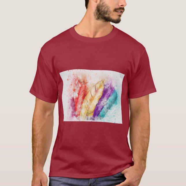 Elegant Feathers Graphic T-Shirt (Front)
