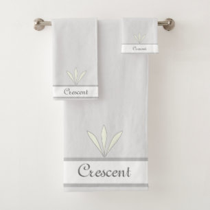 Elegant Feathers on Silver Grey & White Bath Towel Set