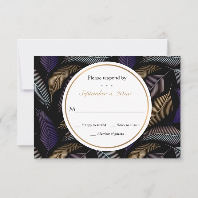 Elegant Feathers RSVP Cards (Front)