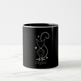 Elegant Feline Cat Two-Tone Coffee Mug