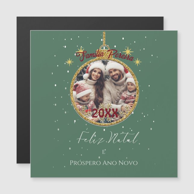Elegant Feliz Natal e Próspero Ano Portuguese  (Front/Back)