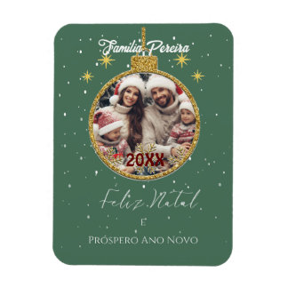 Elegant Feliz Natal e Próspero Ano Portuguese Magnet