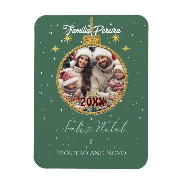 Elegant Feliz Natal e Próspero Ano Portuguese  Magnet (Vertical)