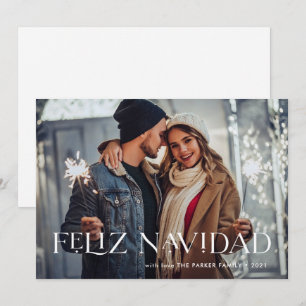 Elegant Feliz Navidad   One Photo Christmas Holiday Card