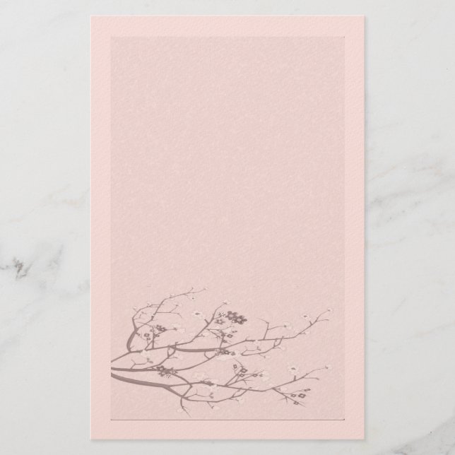 Elegant Felt Cherry Blossom Stationery (Front)