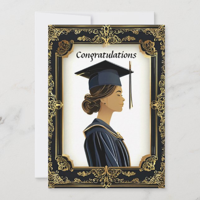 Elegant Female Graduate Posed Invitation (Front)