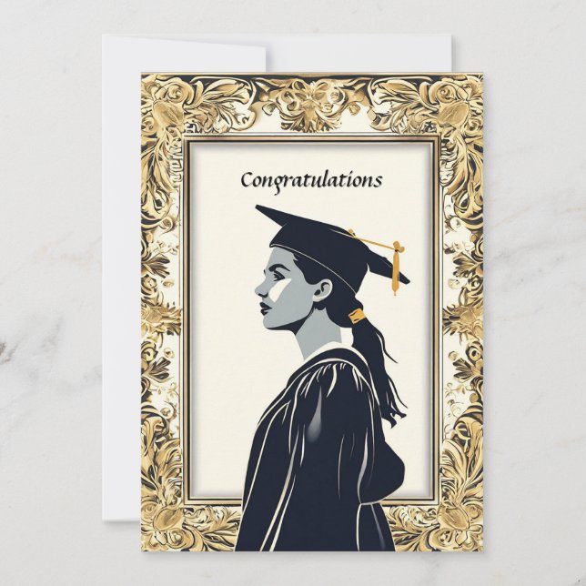 Elegant Female Graduate Posed Invitation (Front)