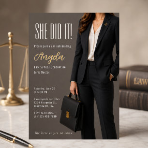 Elegant Female Lawyer Graduation Invite