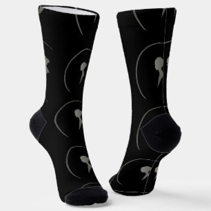 Elegant Female Silhouette Minimalist Crescent Art Socks