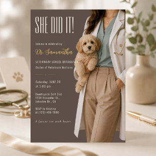 Elegant Female Veterinarian Graduation Invitation