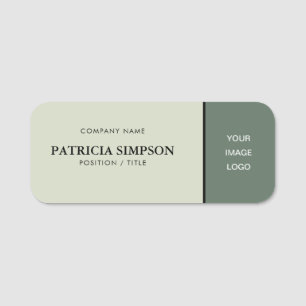 Elegant Feminine Beige Ecru And Sage Green: Unique Name Tag