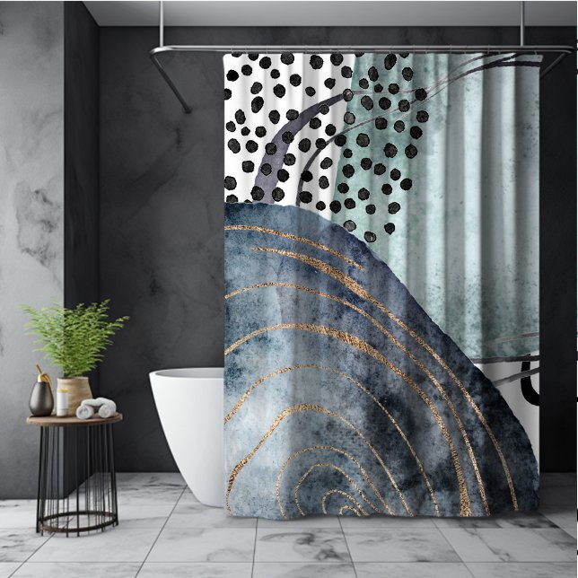 elegant feminine boho gold glitter stylish earth  shower curtain (Creator Uploaded)