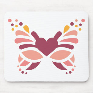 Elegant Feminine Boho Pastel Butterfly Mouse Mat