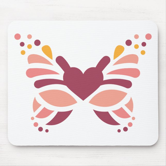 Elegant Feminine Boho Pastel Butterfly Mouse Mat (Front)