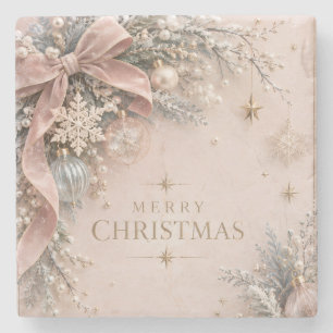 Elegant Feminine Christmas , Dusty Pink Style Stone Coaster