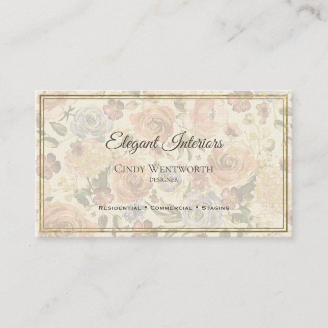 Elegant Feminine Floral  Business Card (Front)