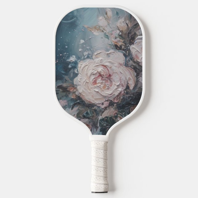 Elegant Feminine Floral Oil Painting Rose Pickleball Paddle (Front)