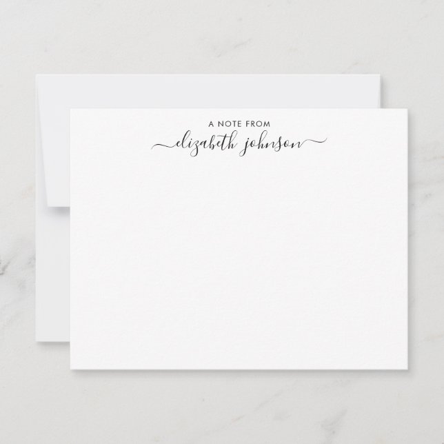 Elegant Feminine Girly Modern Script A Note From Card (Front)