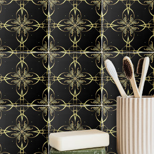 Elegant Feminine Gold and Black Classic Tile