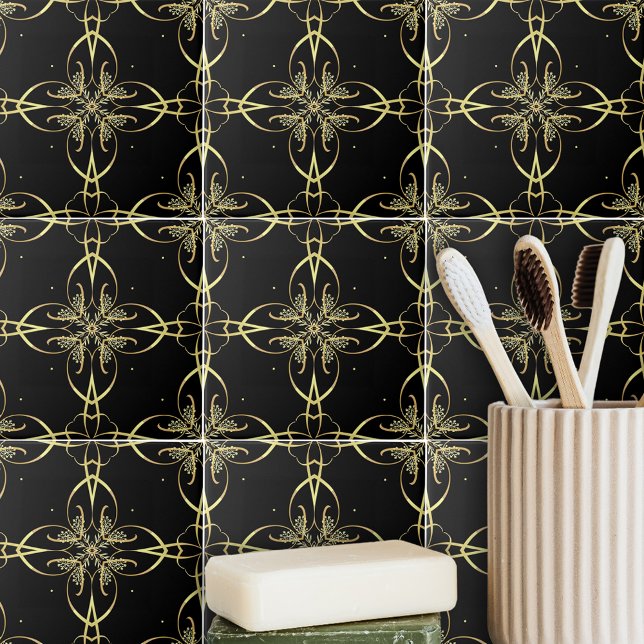 Elegant Feminine Gold and Black Classic Tile (Creator Uploaded)