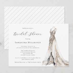 Elegant Feminine Gown Wedding Dress Bridal Shower Invitation