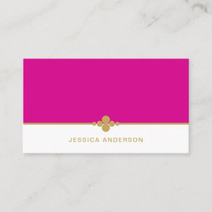 Elegant Feminine Hot Pink Gold Dots Business Card