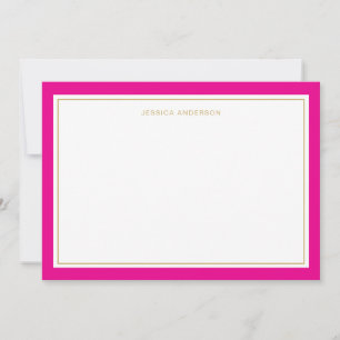 Elegant Feminine Magenta Gold Border Personalised Card