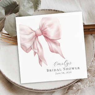 Elegant Feminine Pink Bow Bridal Shower Napkin