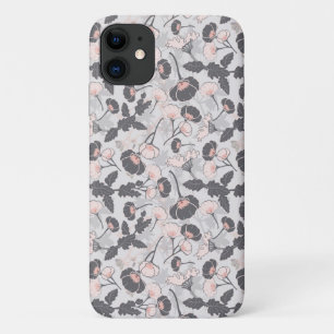Elegant Feminine Pink Grey Layered Flowers iPhone 11 Case