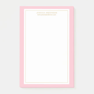 Elegant Feminine Pink/White/Gold Personalised Post-it Notes
