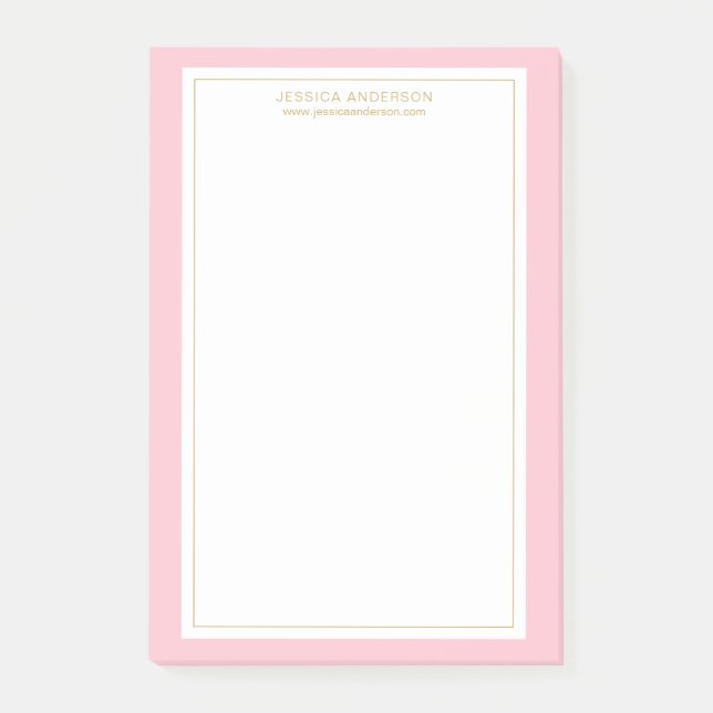 Elegant Feminine Pink/White/Gold Personalised Post-it Notes (Front)