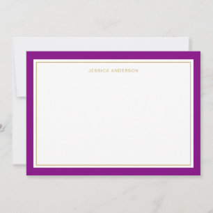 Elegant Feminine Purple Gold Border Personalised Card