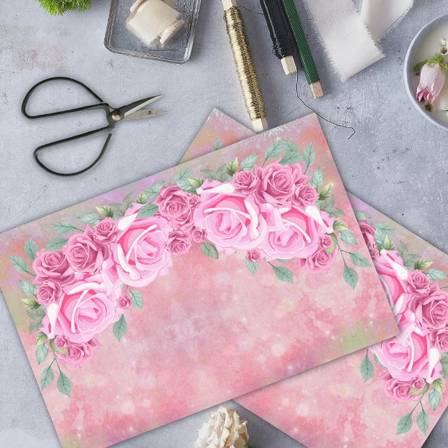Elegant Feminine Romantic Pink Roses Arrangement Tissue Paper (Creator Uploaded)