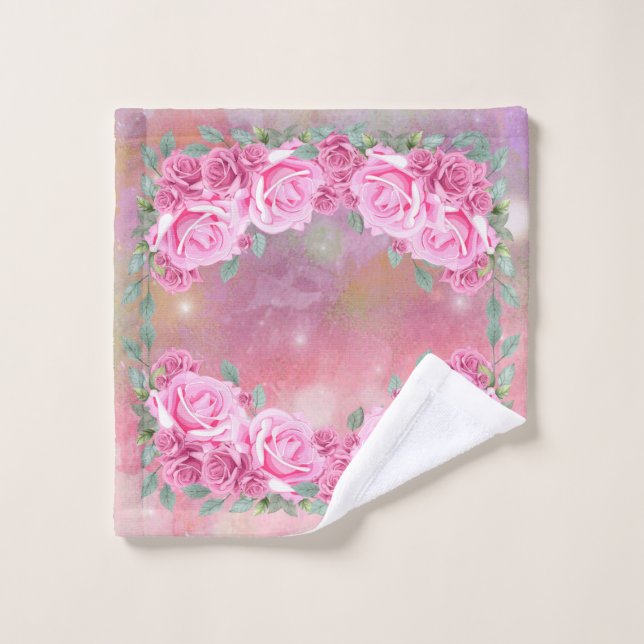 Elegant Feminine Romantic Pink Roses Arrangement  Wash Cloth (Wash Cloth)