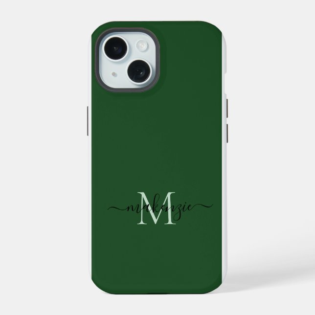 Elegant Feminine Script Monogram iPhone 15 Case (Back)