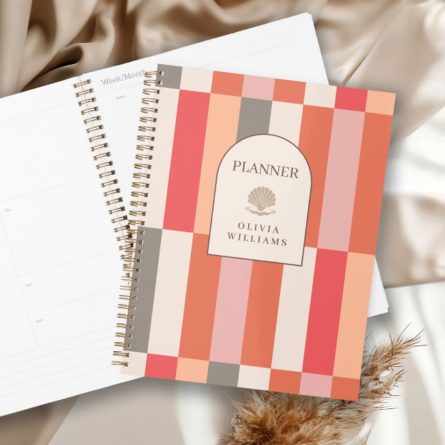 Elegant Feminine Stripes Pattern Personalised Planner (Creator Uploaded)