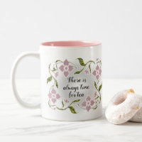 Elegant Feminine Tea Time Pink Flowers and Vines