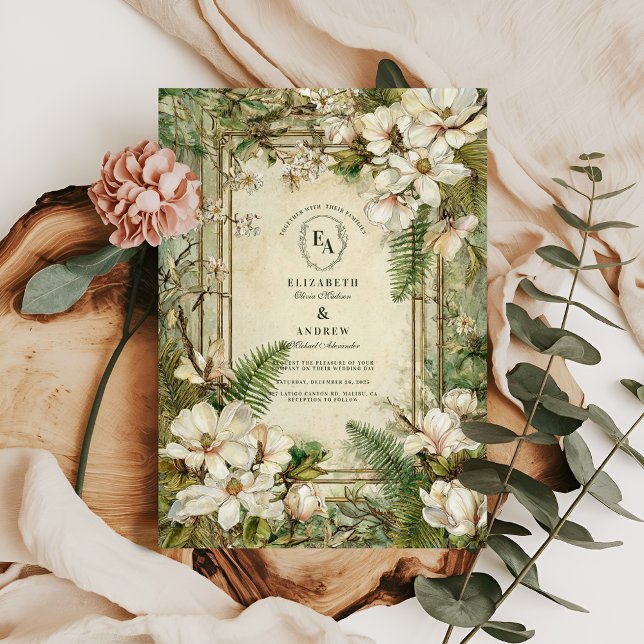 Elegant Fern and Ivory Floral Wedding Invitation (Creator Uploaded)