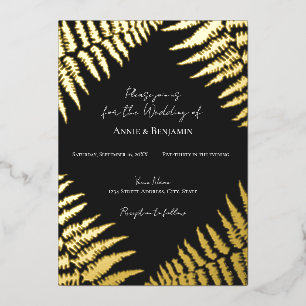 Elegant Fern Design Wedding Foil Invitation