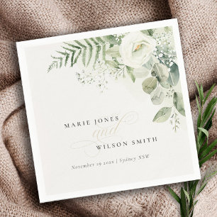 Elegant Fern Eucalyptus Greenery Foliage Wedding Napkin