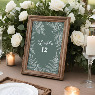 Elegant Fern Leaf Sage Green Wedding Table Numbers