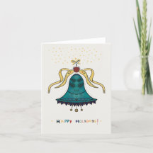 Elegant Festive Bell Folded Greeting Holiday Card