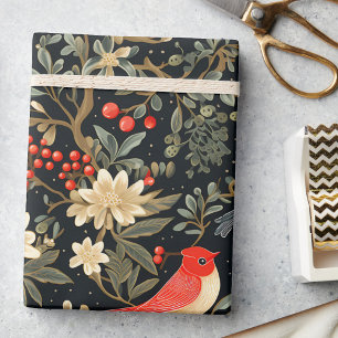 Elegant Festive Birds & Floral Christmas Decoupage Tissue Paper