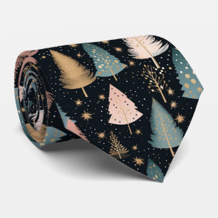 Elegant Festive Black Christmas Tree Pattern Tie